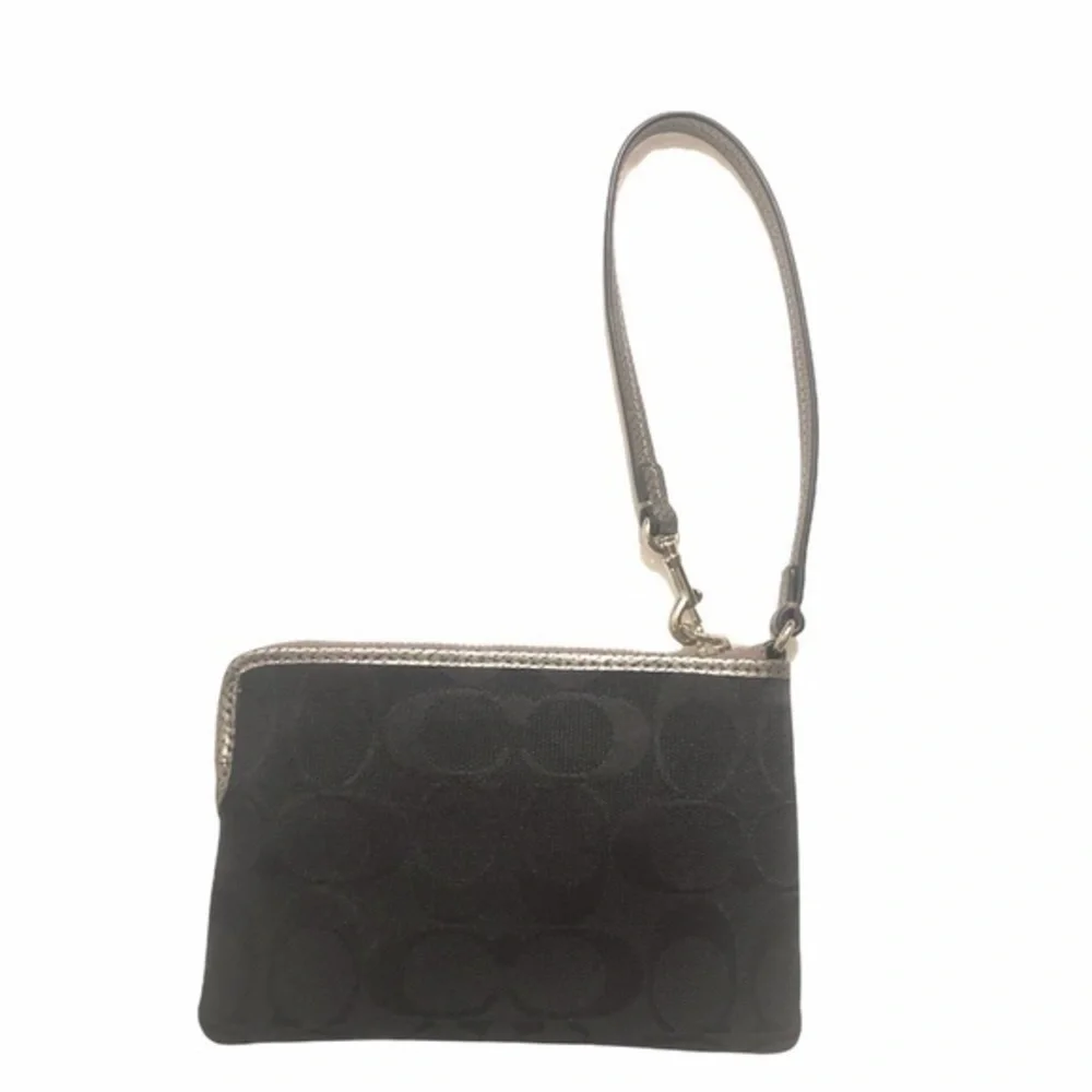 Coach black signature wristlet